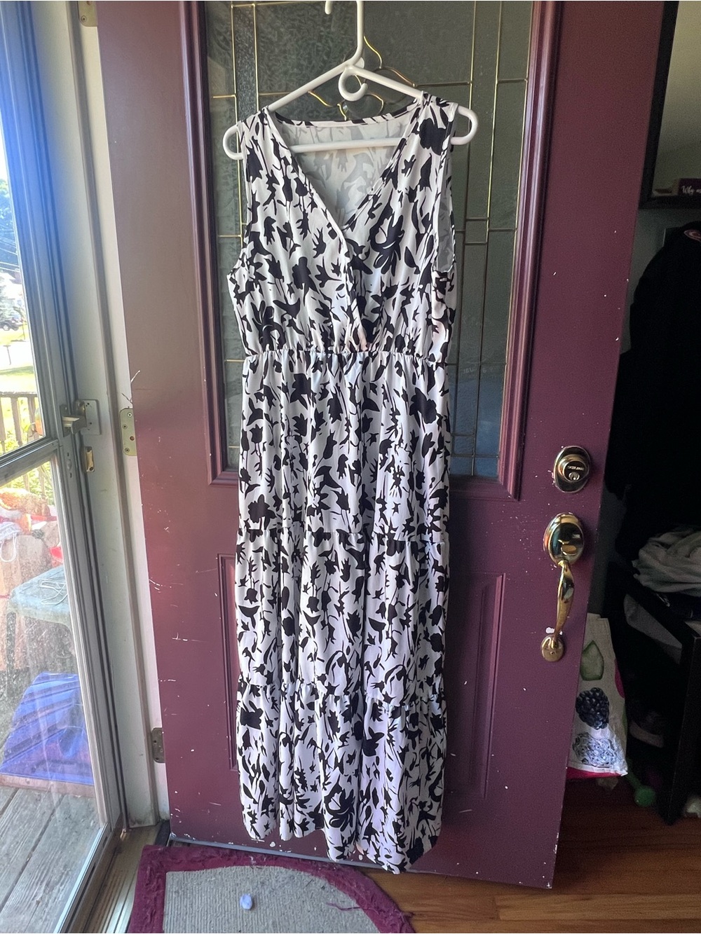 Amazon Black and White Floral Wrap Maxi Dress